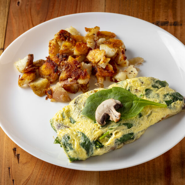 FRESH SPINACH, MUSHROOM & JACK CHEESE OMELETTE