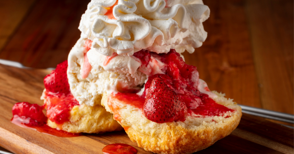 Stacy's Strawberry Shortcake in Sacramento: A luscious dessert masterpiece with fresh strawberries and delicate shortcake layers.