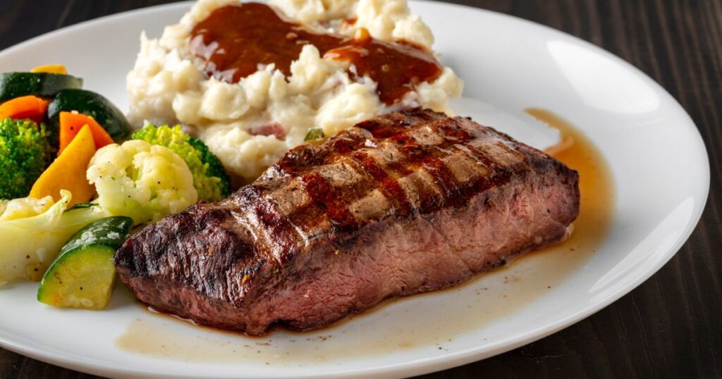 Flat-iron steak dinner