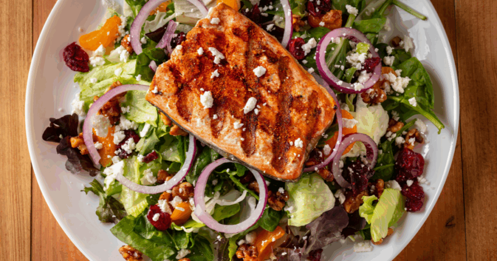 Brookfields' Grilled Salmon Walnut Salad
